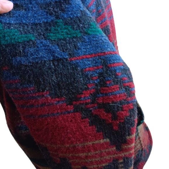 VINTAGE Jacket Womens Large LL Bean Wool Southwest Aztec Navajo Ranch Coat 1990s - Picture 8 of 9